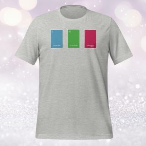 Athletic heather t-shirt with periodic table element tiles